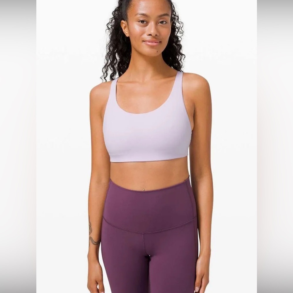lululemon in alignment straight strap bra light support in lavender dew
